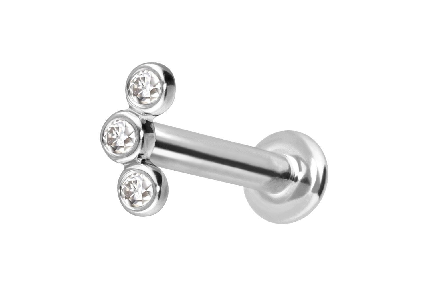 14 Karat Gold Labret Piercing mit Push Fit MOISSANIT-BOGEN